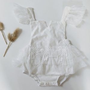 Boho Smash Birthday Outfit White Romper lace Dress Clothes baptism jumpsuit